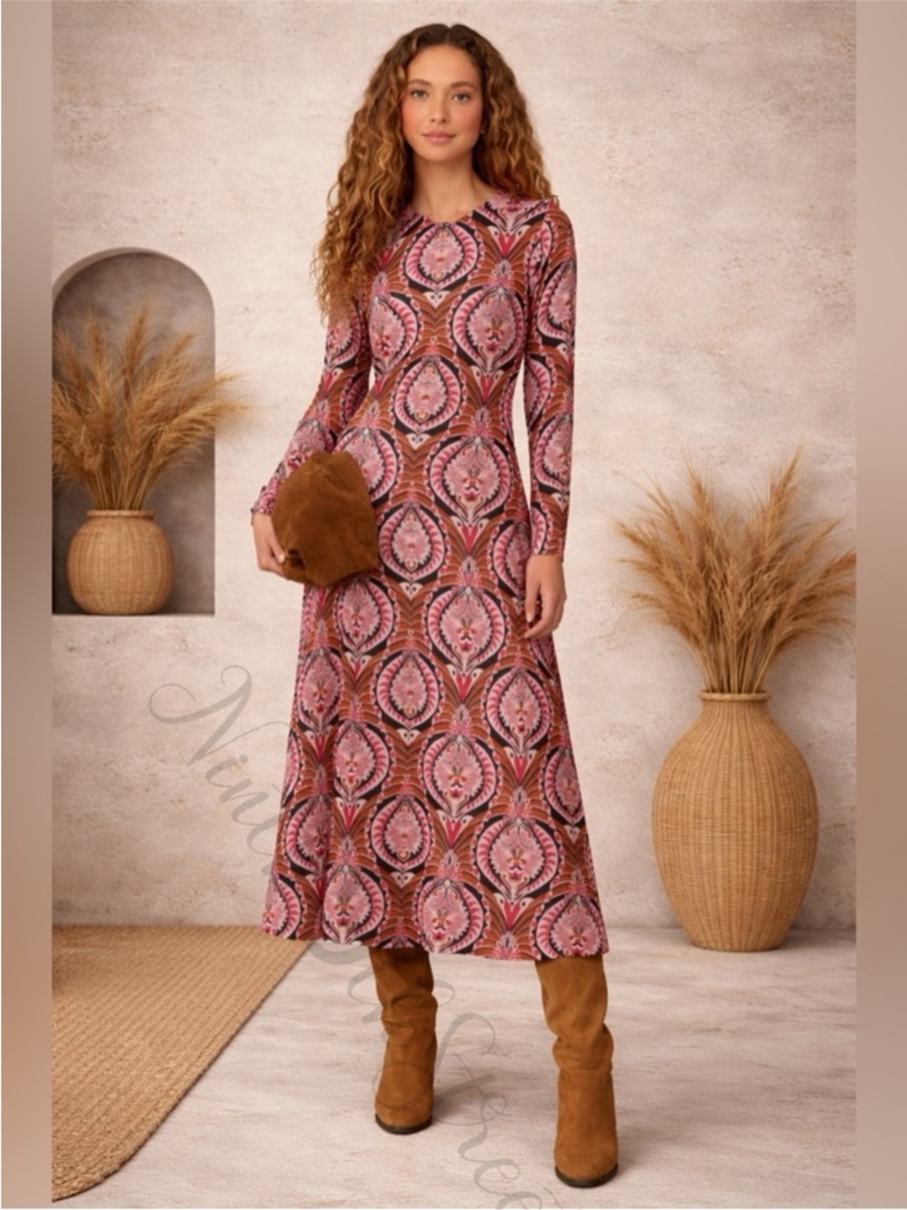FARM Rio Pineapple Jewelry Long Sleeve Maxi Dress Women’s Medium NWT - Picture 2 of 15